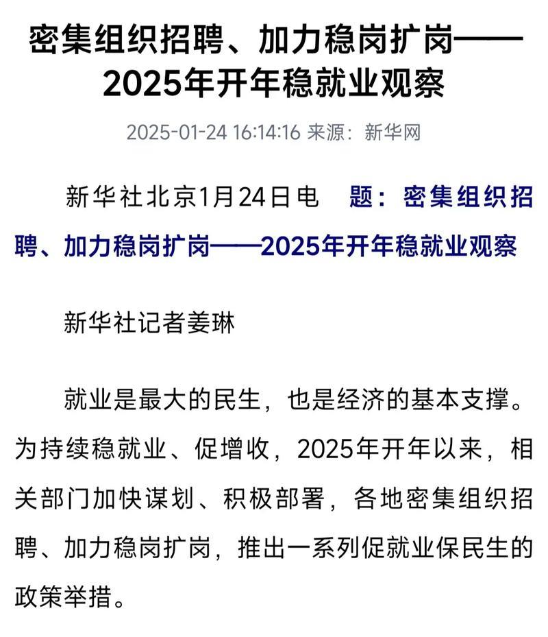 密集组织招聘、加力稳岗扩岗——2025年开年稳就业观察 密集组织招聘、加力稳岗扩岗——2025年开年稳就业观察